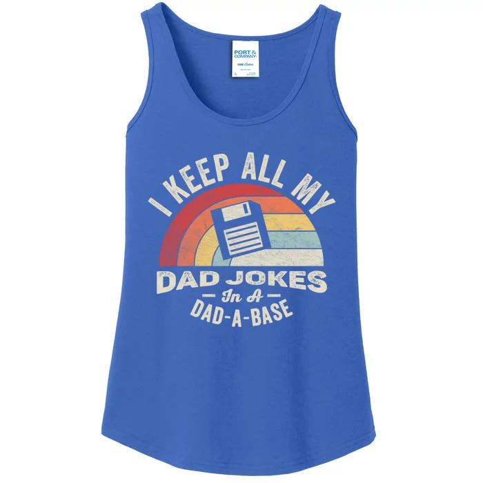 Retro I Keep All My Dad Jokes In A Dadfunny Giftafunny Giftbase Cool Dad Gift Ladies Essential Tank