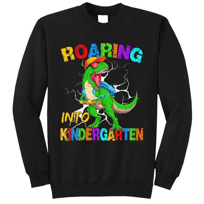 Roaring Into Kindergarten T Rex Dinosaur Back To School Sweatshirt