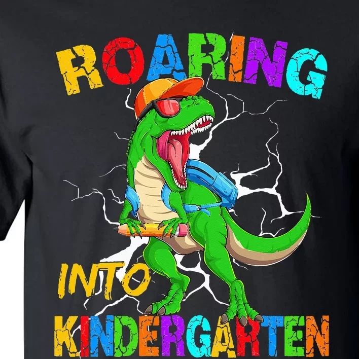 Roaring Into Kindergarten T Rex Dinosaur Back To School Tall T-Shirt