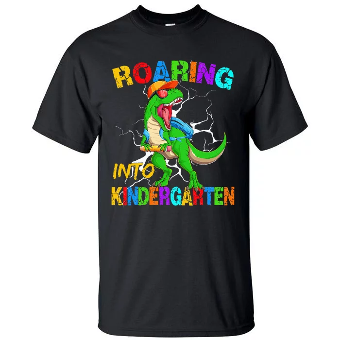 Roaring Into Kindergarten T Rex Dinosaur Back To School Tall T-Shirt