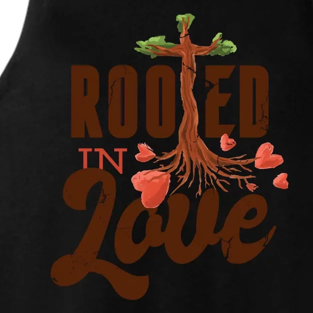 Rooted In Love Jesus Cross Ladies Tri-Blend Wicking Tank