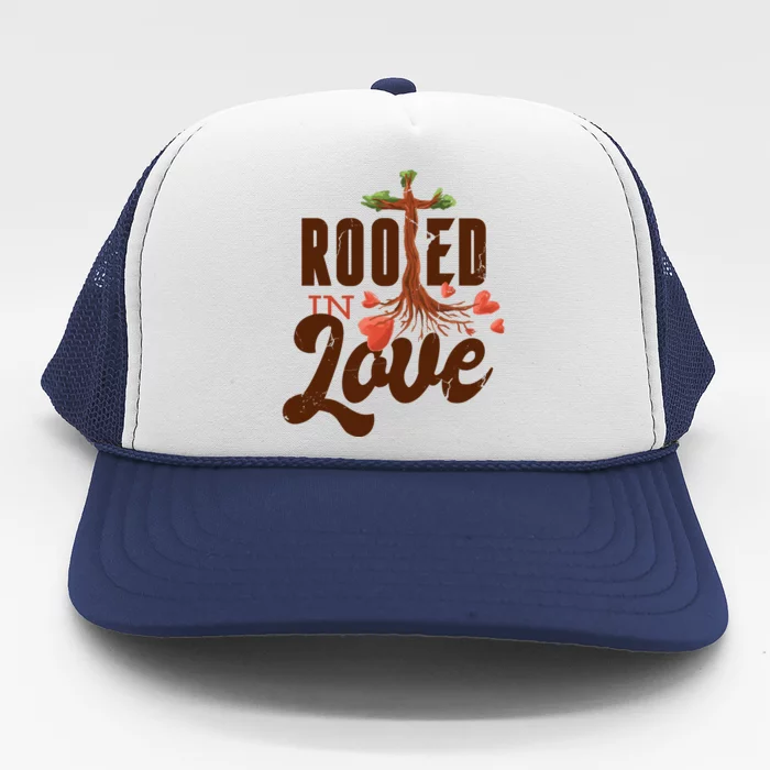 Rooted In Love Jesus Cross Trucker Hat