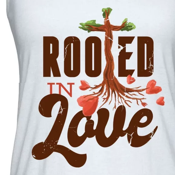 Rooted In Love Jesus Cross Ladies Essential Flowy Tank