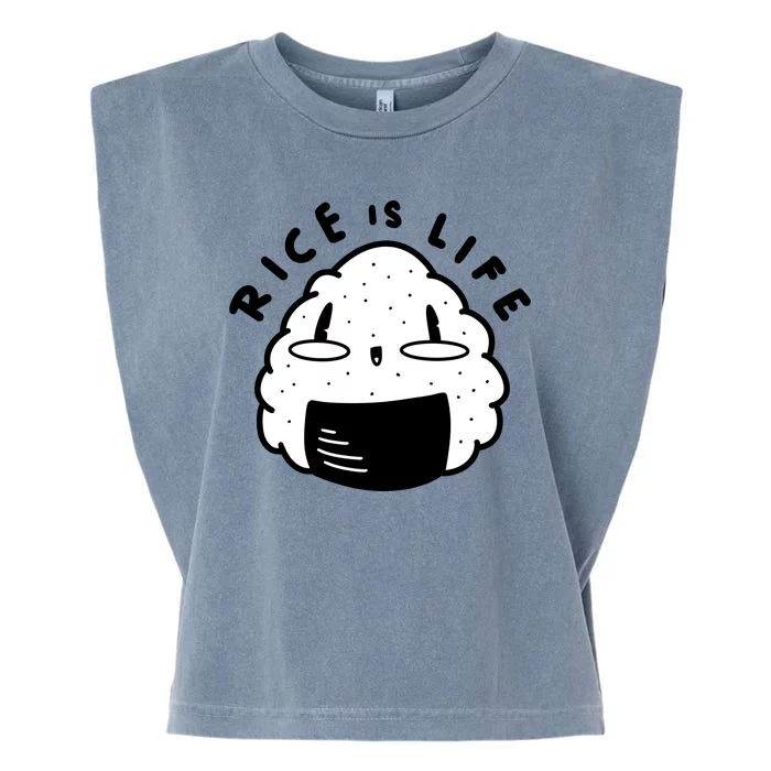 Rice Is Life Cute Sushi Garment-Dyed Women's Muscle Tee