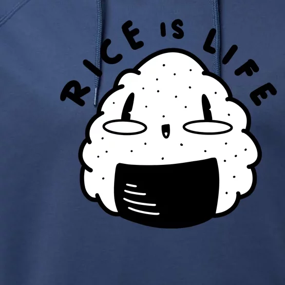 Rice Is Life Cute Sushi Performance Fleece Hoodie