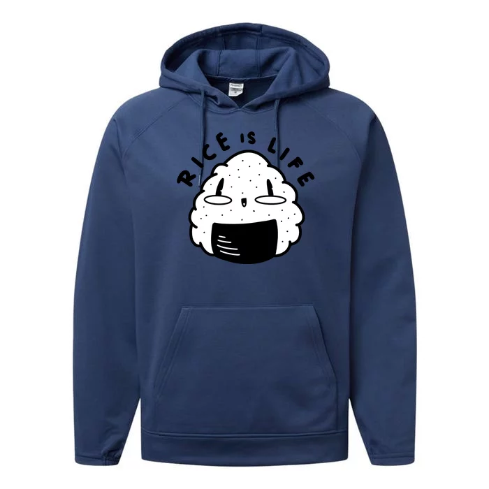 Rice Is Life Cute Sushi Performance Fleece Hoodie