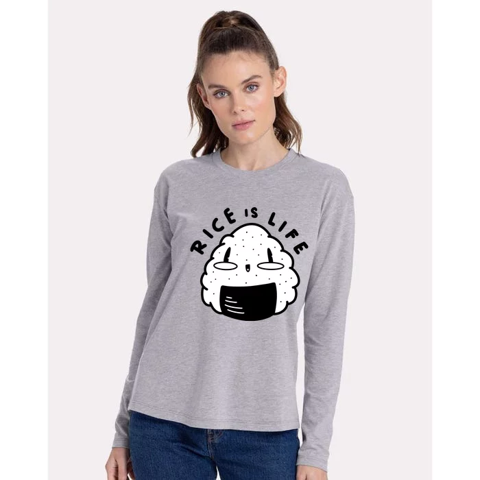 Rice Is Life Cute Sushi Womens Cotton Relaxed Long Sleeve T-Shirt