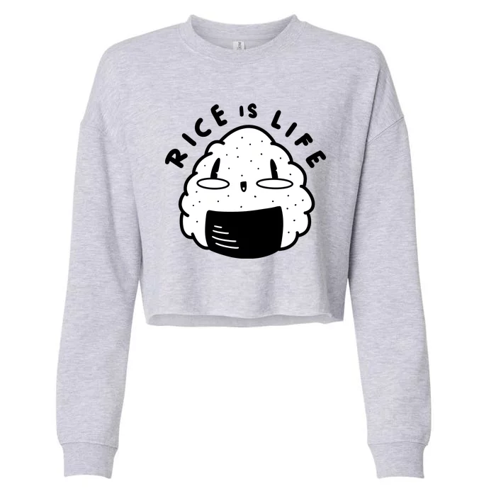 Rice Is Life Cute Sushi Cropped Pullover Crew