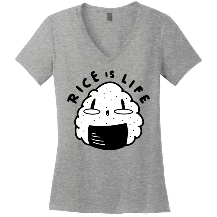 Rice Is Life Cute Sushi Women's V-Neck T-Shirt