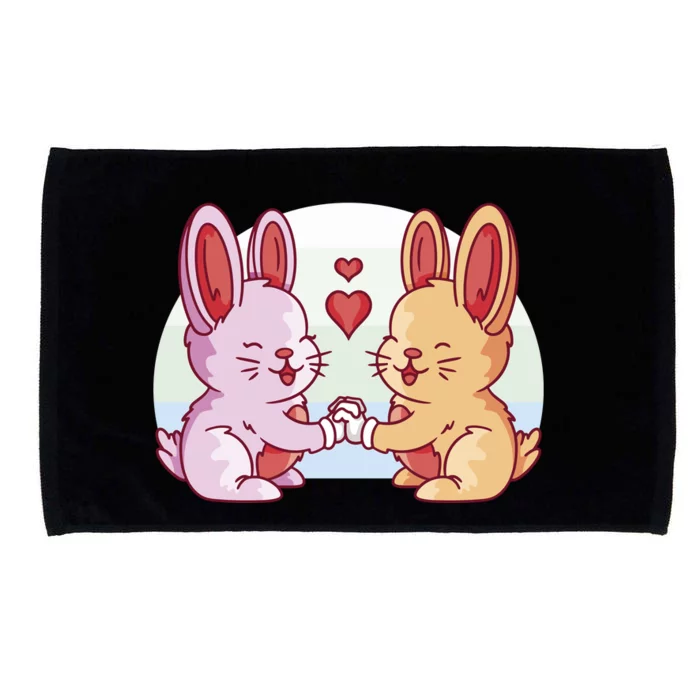 Rabbits In Love Cute Microfiber Hand Towel