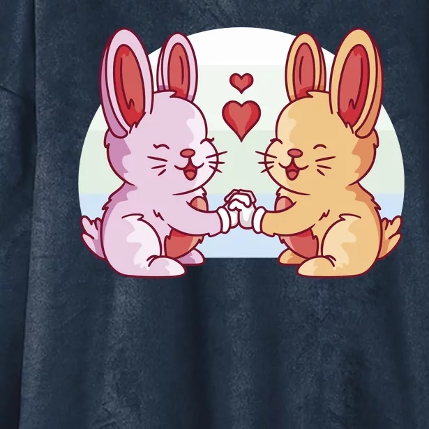 Rabbits In Love Cute Hooded Wearable Blanket