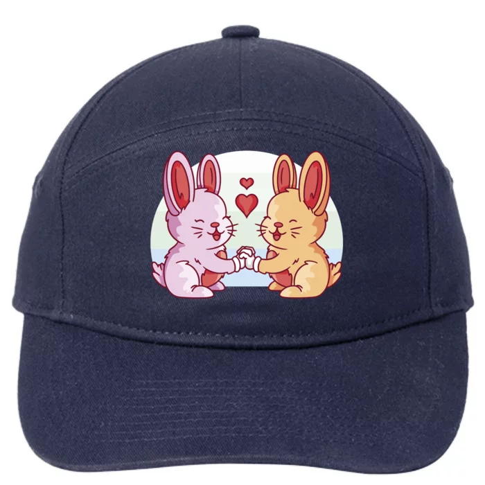 Rabbits In Love Cute 7-Panel Snapback Hat