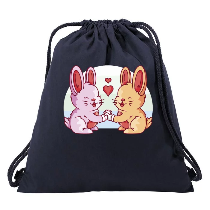 Rabbits In Love Cute Drawstring Bag