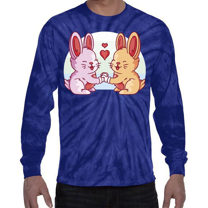 Rabbits In Love Cute Tie-Dye Long Sleeve Shirt