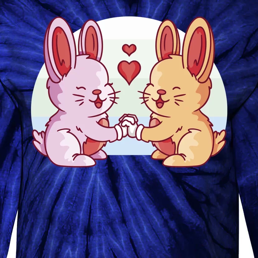 Rabbits In Love Cute Tie-Dye Long Sleeve Shirt