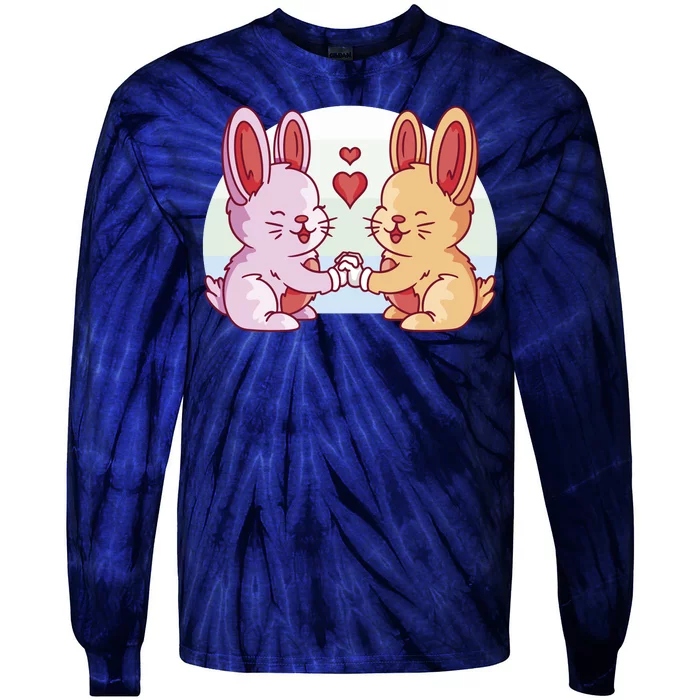 Rabbits In Love Cute Tie-Dye Long Sleeve Shirt