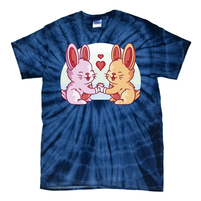 Rabbits In Love Cute Tie-Dye T-Shirt