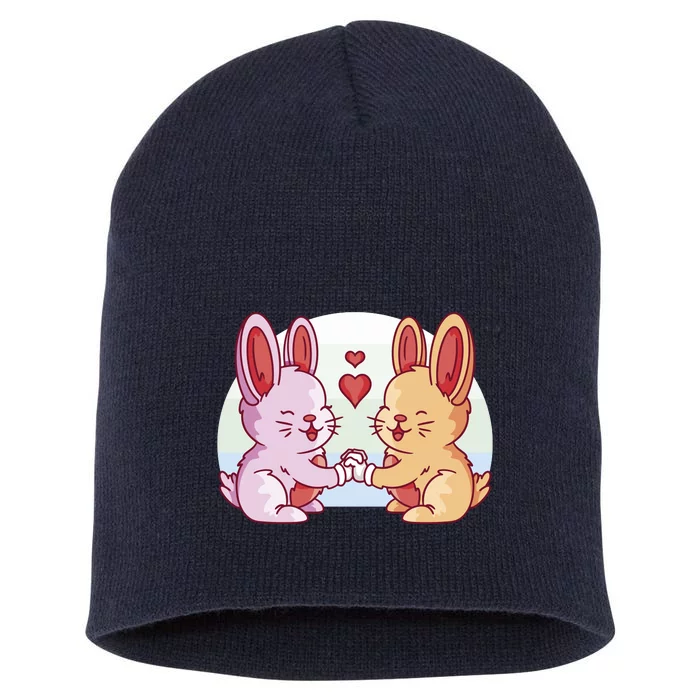 Rabbits In Love Cute Short Acrylic Beanie