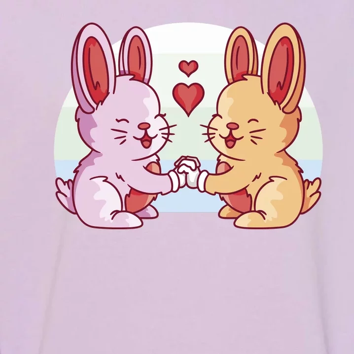 Rabbits In Love Cute Garment-Dyed Sweatshirt