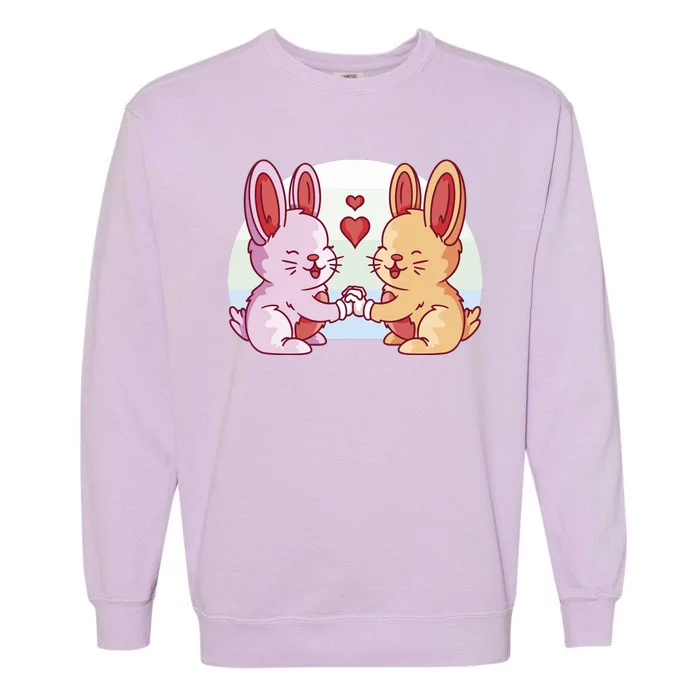 Rabbits In Love Cute Garment-Dyed Sweatshirt