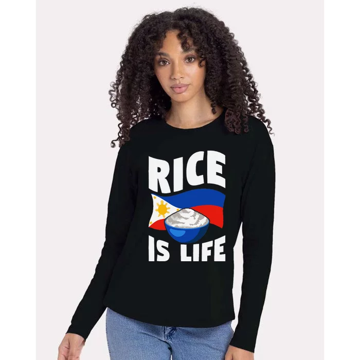 Rice Is Life Philippine Flag Rice Lover Womens Cotton Relaxed Long Sleeve T-Shirt