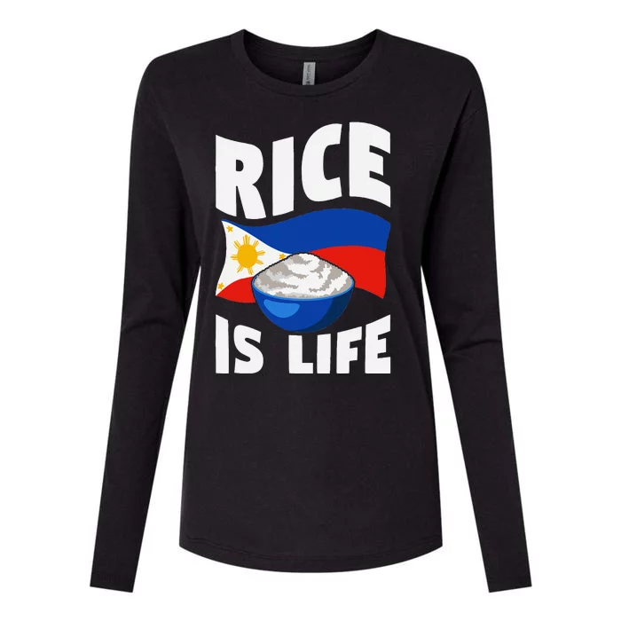 Rice Is Life Philippine Flag Rice Lover Womens Cotton Relaxed Long Sleeve T-Shirt