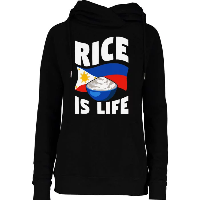 Rice Is Life Philippine Flag Rice Lover Womens Funnel Neck Pullover Hood