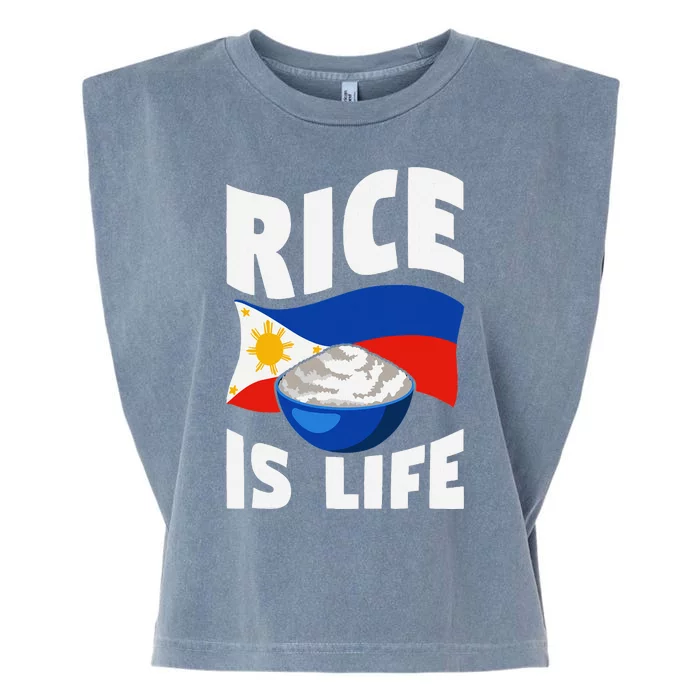 Rice Is Life Philippine Flag Rice Lover Garment-Dyed Women's Muscle Tee