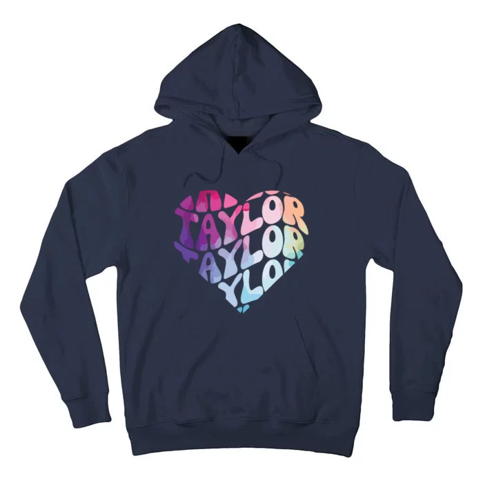 Retro I Love Heart Taylor Groovy Personalized First Name Tall Hoodie