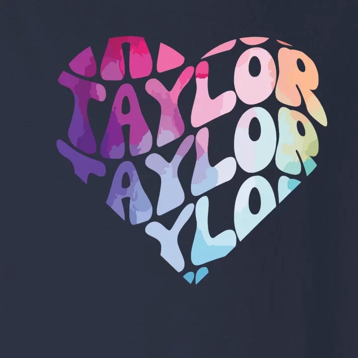 Retro I Love Heart Taylor Groovy Personalized First Name Toddler Long Sleeve Shirt