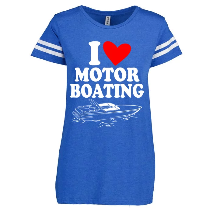 Retro I Love Motor Boating Funny Boating Motor Boat Tee Cool Gift Enza Ladies Jersey Football T-Shirt