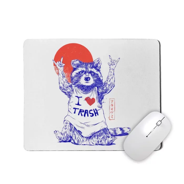 Raccoon I Love Trash Japanese Samurai Garbage Gang Mousepad