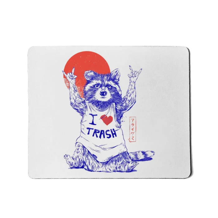 Raccoon I Love Trash Japanese Samurai Garbage Gang Mousepad