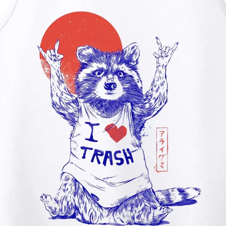 Raccoon I Love Trash Japanese Samurai Garbage Gang Performance Tank