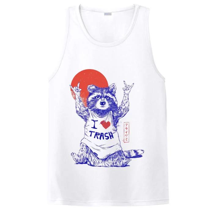 Raccoon I Love Trash Japanese Samurai Garbage Gang Performance Tank