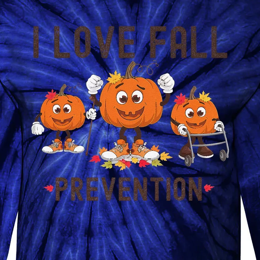 Retro I Love Fall Prevention Fall Occupational Therapy Ot Tie-Dye Long Sleeve Shirt