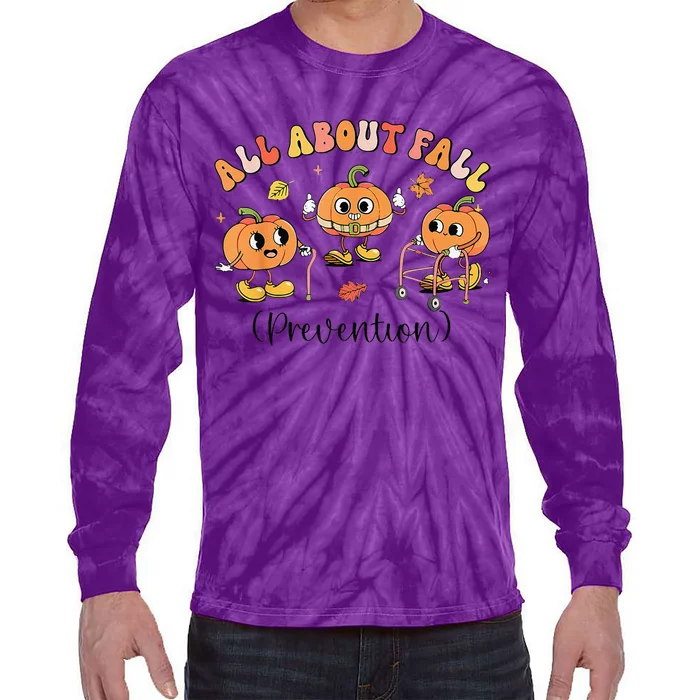 Retro I Love Fall Prevention Fall Occupational Therapy Ot Tie-Dye Long Sleeve Shirt