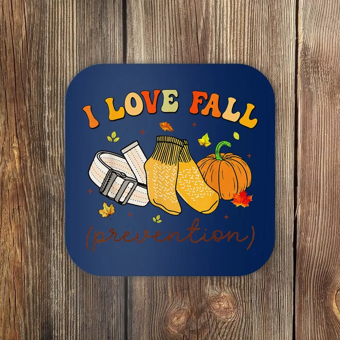 Retro I Love Fall Prevention Fall Physical Therapy Groovy Coaster