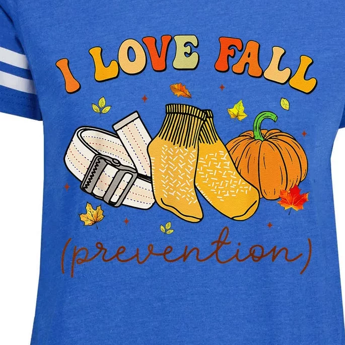 Retro I Love Fall Prevention Fall Physical Therapy Groovy Enza Ladies Jersey Football T-Shirt