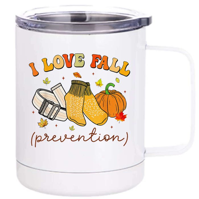 Retro I Love Fall Prevention Fall Physical Therapy Groovy Front & Back 12oz Stainless Steel Tumbler Cup