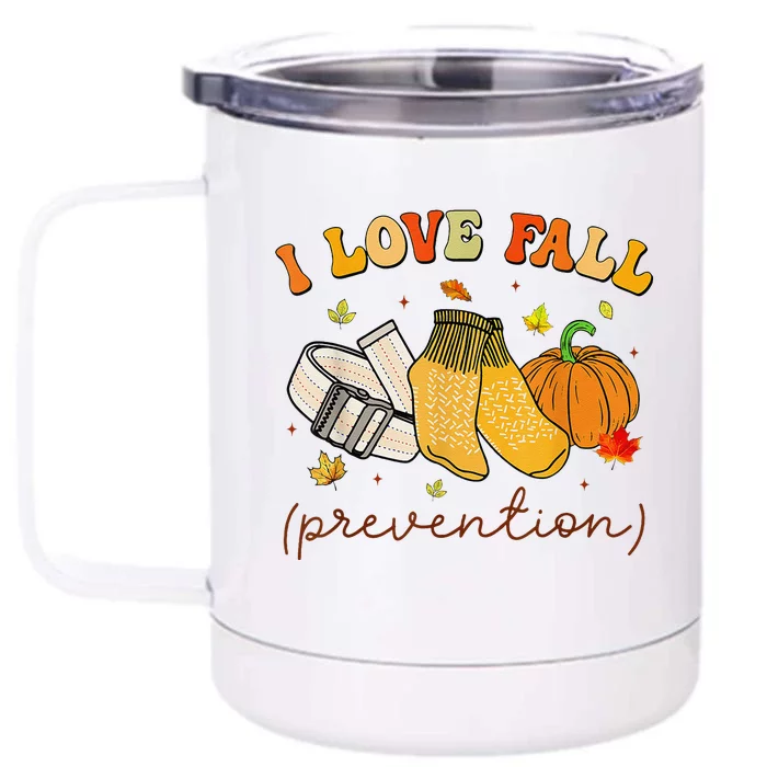 Retro I Love Fall Prevention Fall Physical Therapy Groovy Front & Back 12oz Stainless Steel Tumbler Cup