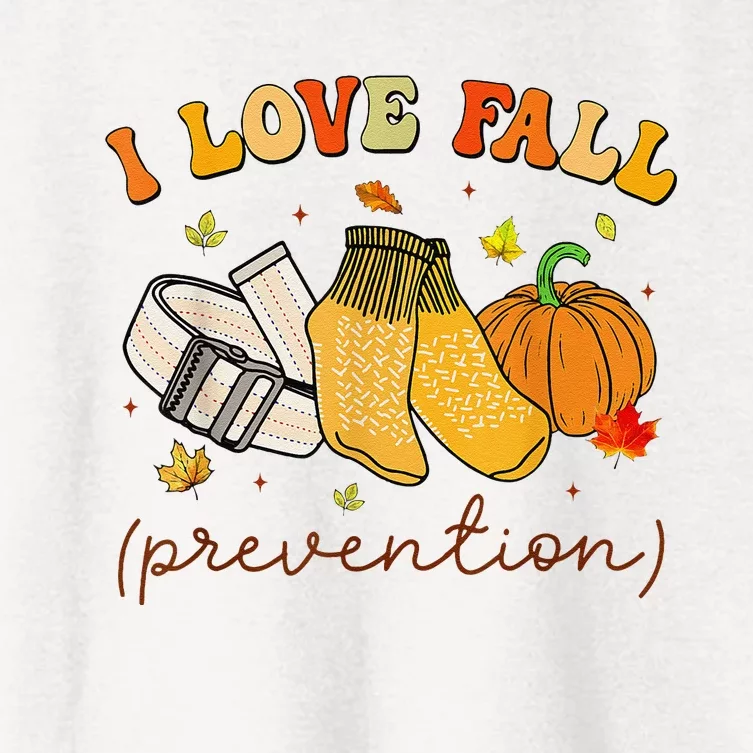 Retro I Love Fall Prevention Fall Physical Therapy Groovy Women's Crop Top Tee