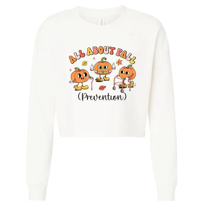 Retro I Love Fall Prevention Fall Occupational Therapy Ot Cropped Pullover Crew