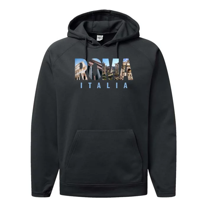 Rome Italy Landmarks Performance Fleece Hoodie