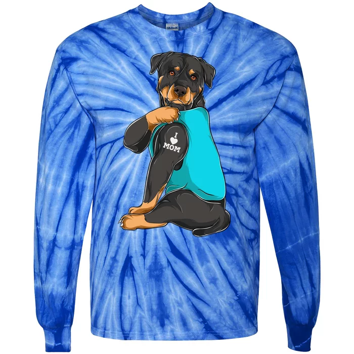 Rottweiler I Love Mom Tattoo Dog Mom Funny Gift Gift Tie-Dye Long Sleeve Shirt