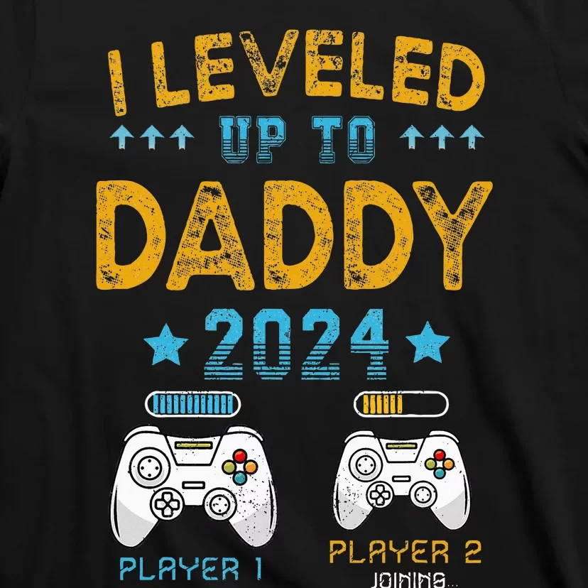 Retro I Leveled Up To Daddy 2024 First Time Dad T-Shirt