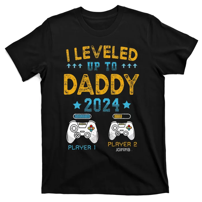 Retro I Leveled Up To Daddy 2024 First Time Dad T-Shirt