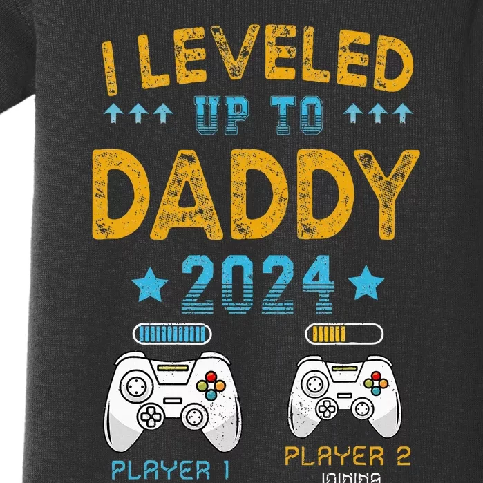 Retro I Leveled Up To Daddy 2024 First Time Dad Baby Bodysuit