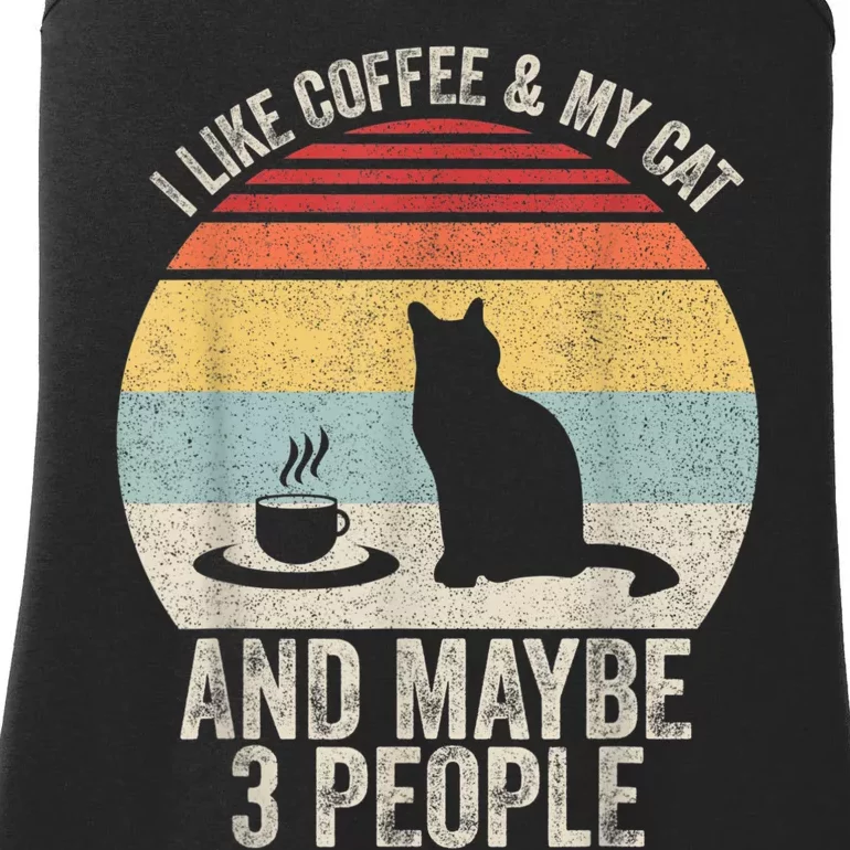 Retro I Like Coffee & My Cat And Maybe 3 People Coffee Cat Ladies Essential Tank