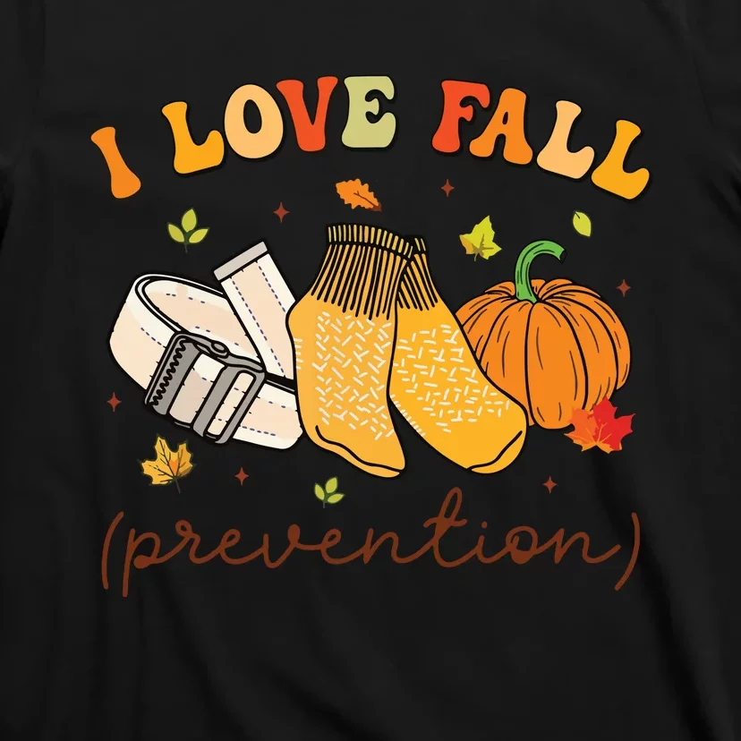 Retro I Love Fall Prevention Fall Physical Therapy Groovy T-Shirt